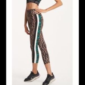 Pam & Gela Move Fast By Track Stripe Leopard Print Legging.